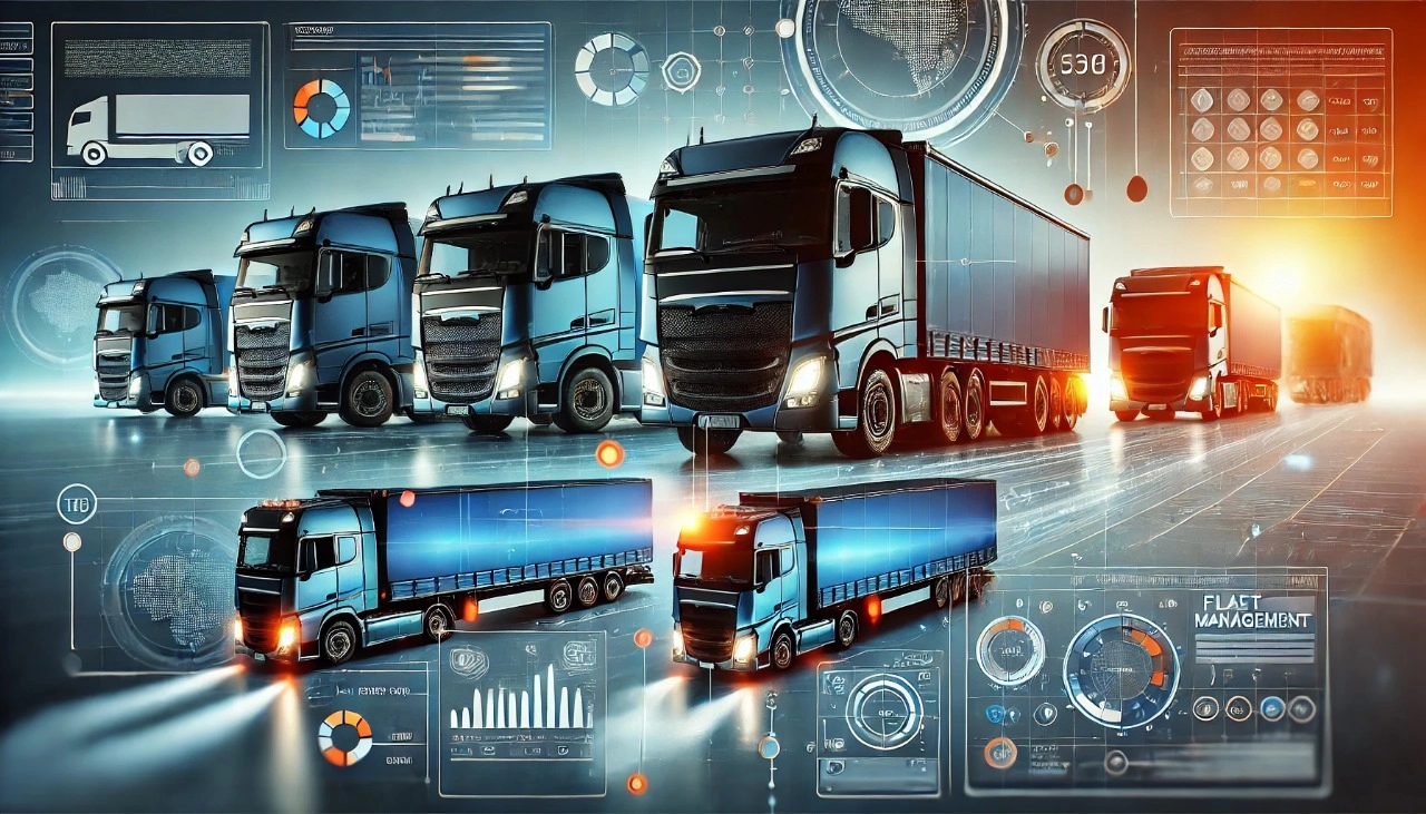 South African logistics depot at dawn — fleet of trailers lined up outside warehouse